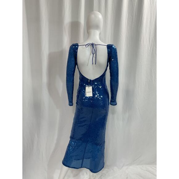Bardot 'Verona' Blue Sequin Front Cut Out Sequin Long Sleeve Dress Size 4 - NWT - Picture 3 of 5